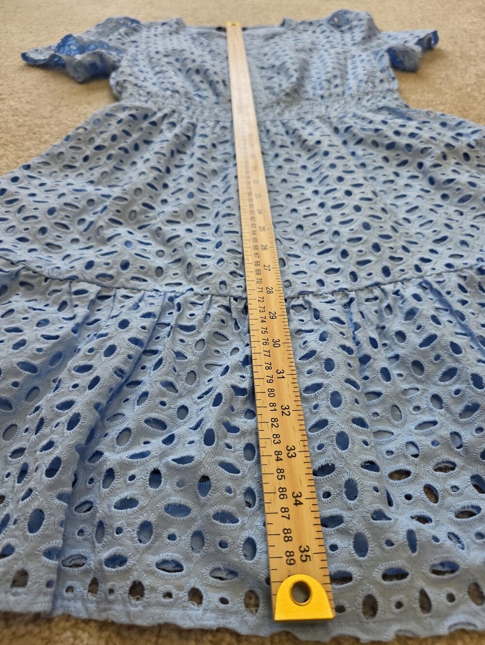 PrettyGarden Cotton Mini Light Blue Eyelet Dress Size S - Picture 9 of 10